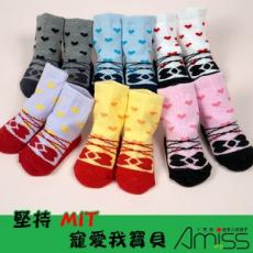 Amiss 精緻造型鞋盒寶寶襪-桃心蝴蝶結(0-2歲)(3401-2)6雙組