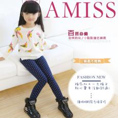 Amiss Nylon 水玉點點兒童褲襪-褲叉加工(1409-1)6件組